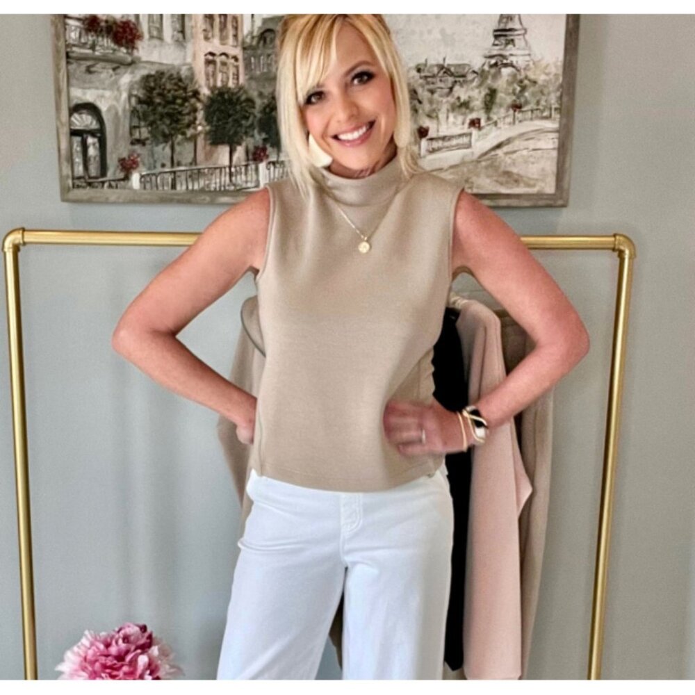 Spanx AirEssentials Sleeveless Mock Neck Top Fawn Tan Caramel Turtleneck Tank 1X - Picture 4 of 9